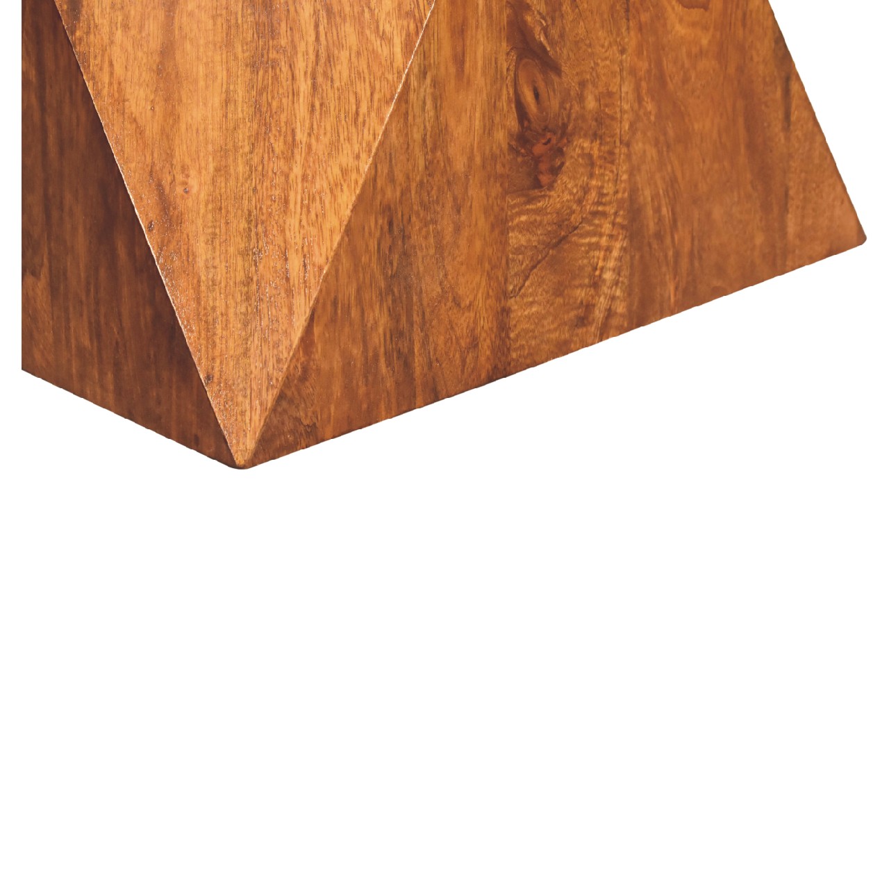 Solid Mango Wood Chestnut Finished Abstract Side Table - Image 10