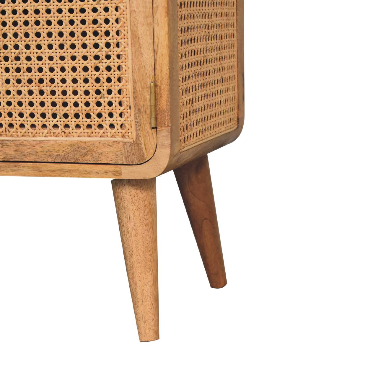 Solid Mango Wood Oak Finished 2 Woven Door Larissa Media Unit - Image 7
