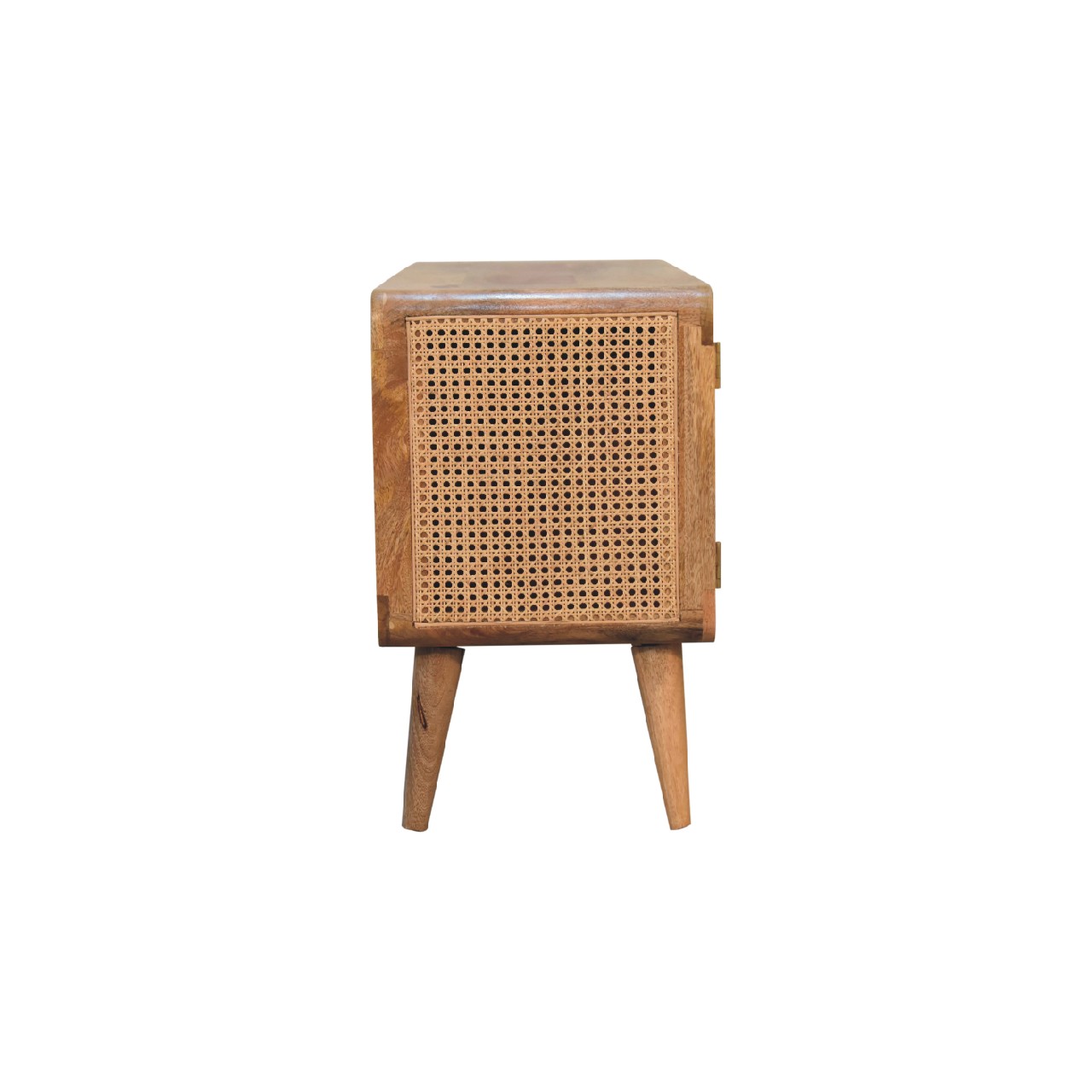 Solid Mango Wood Oak Finished 2 Woven Door Larissa Media Unit - Image 8