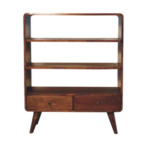 Solid Mango Wood Chestnut Finished 2 Drawer Bookcase