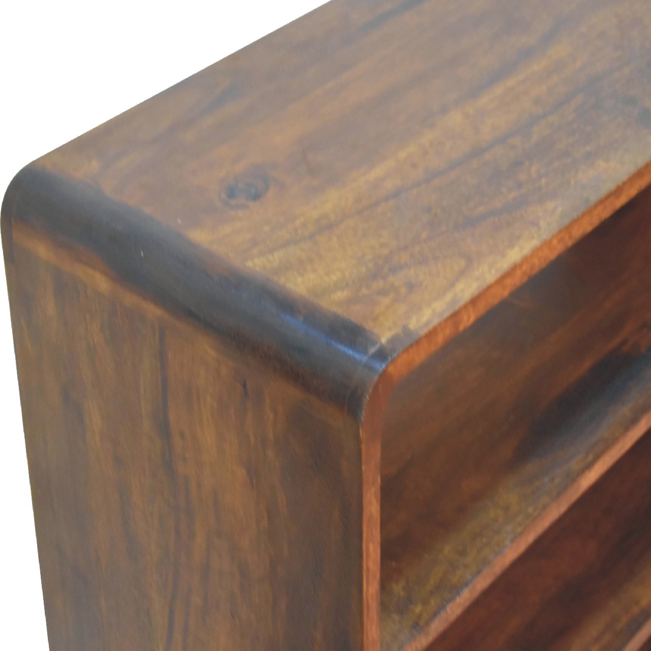 Solid Mango Wood Chestnut Finished 2 Drawer Bookcase - Image 5