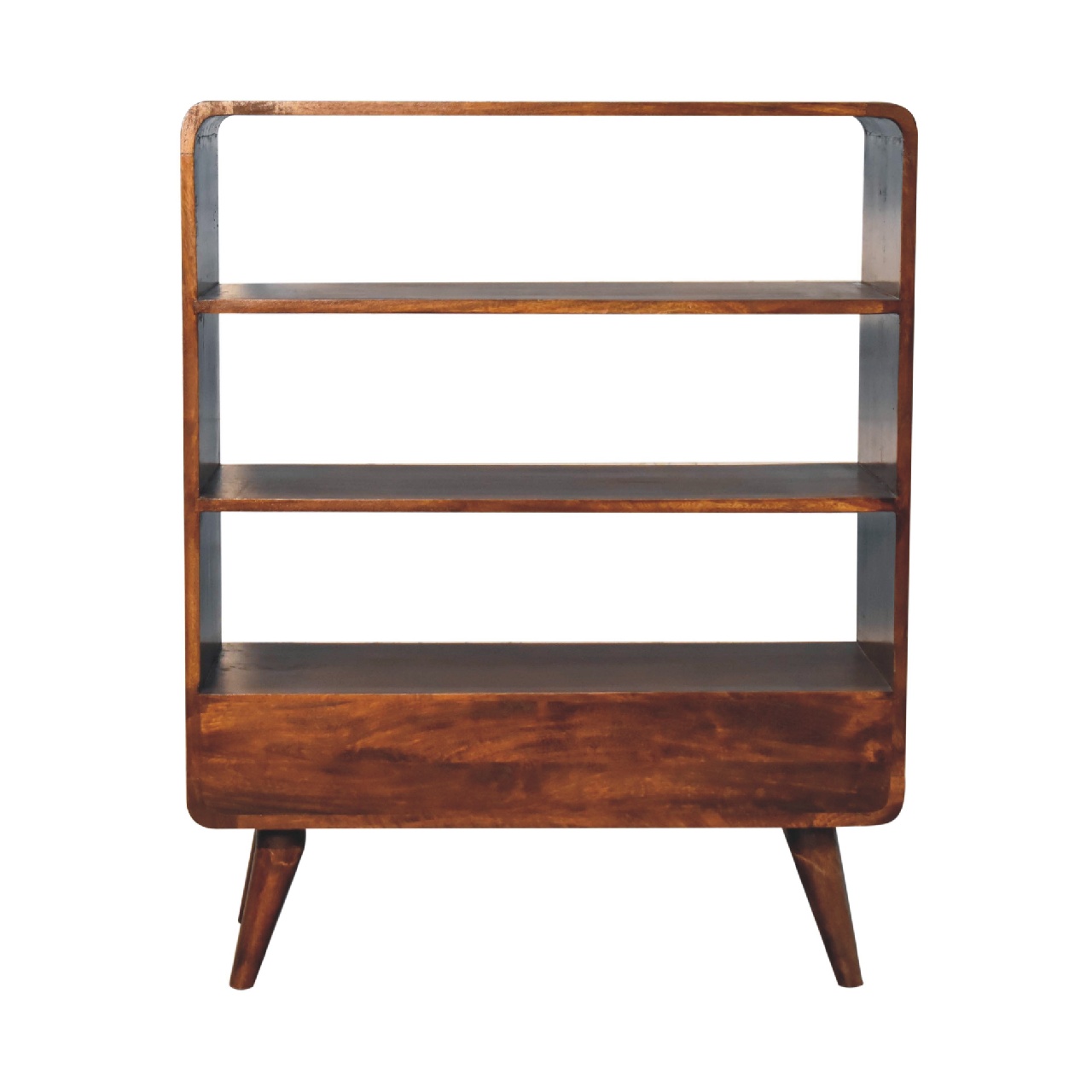 Solid Mango Wood Chestnut Finished 2 Drawer Bookcase - Image 9