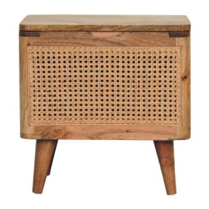 Solid Mango Wood Mango Wood Woven Front Lid Up Stool