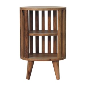Solid Mango Wood Ariella Double Shelf Oak Finish Bedside