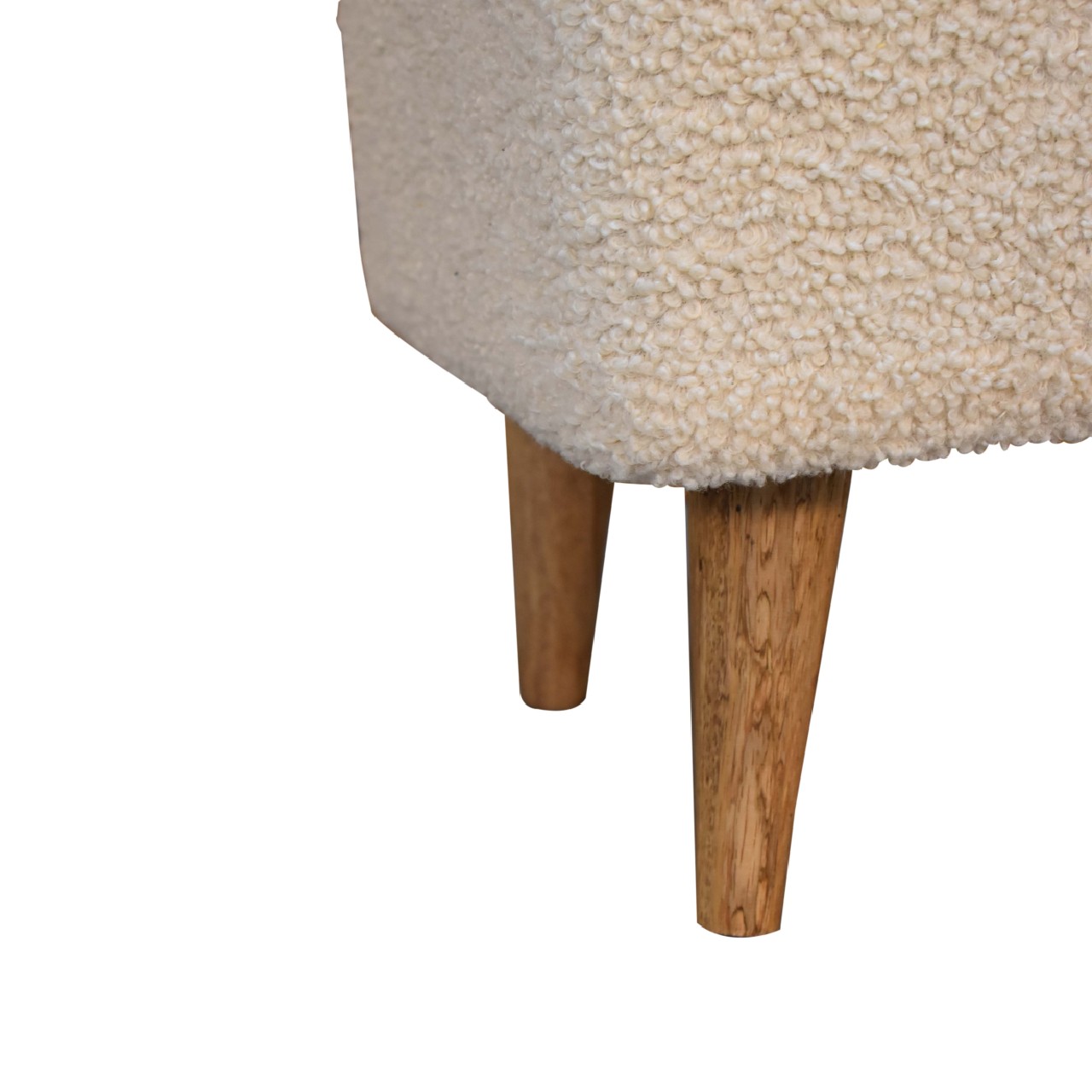 Solid Mango Wood Oak and Cream Boucle Squoval Bench - Image 7