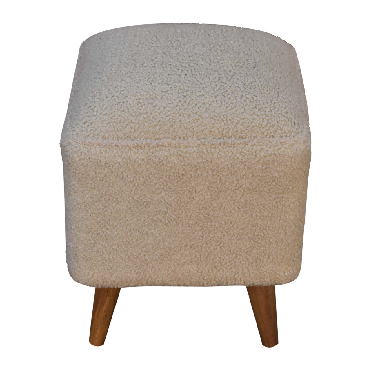 Solid Mango Wood Oak and Cream Boucle Squoval Bench - Image 8