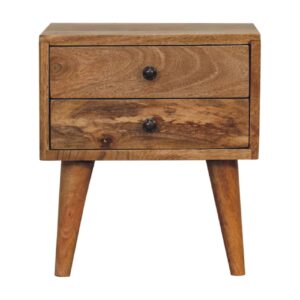 Solid Mango Wood Mini Oak Finish Modern Bedside