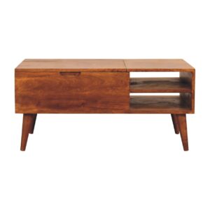Solid Mango Wood Chestnut Finished Media Unit