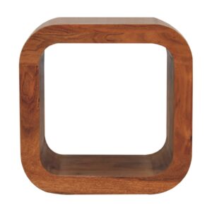 Solid Acacia Wood Caramel Finished Round Bedside
