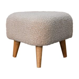 Solid Mango Wood Mud Boucle Triangle Footstool