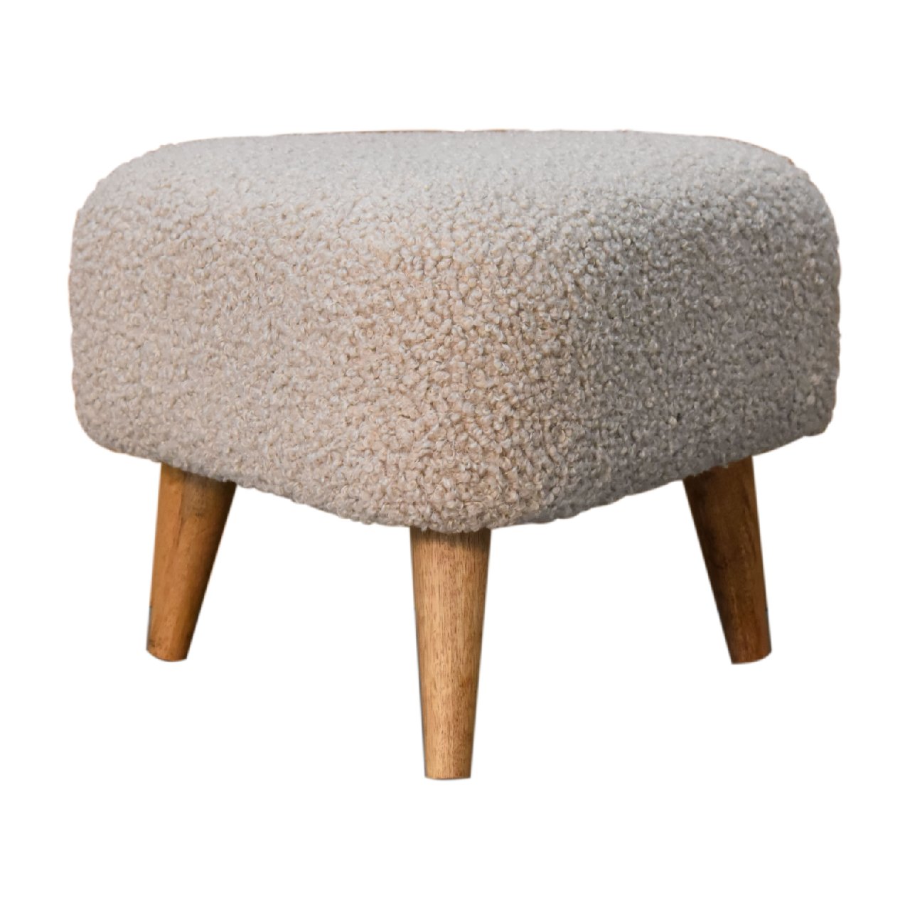 Solid Mango Wood Mud Boucle Triangle Footstool