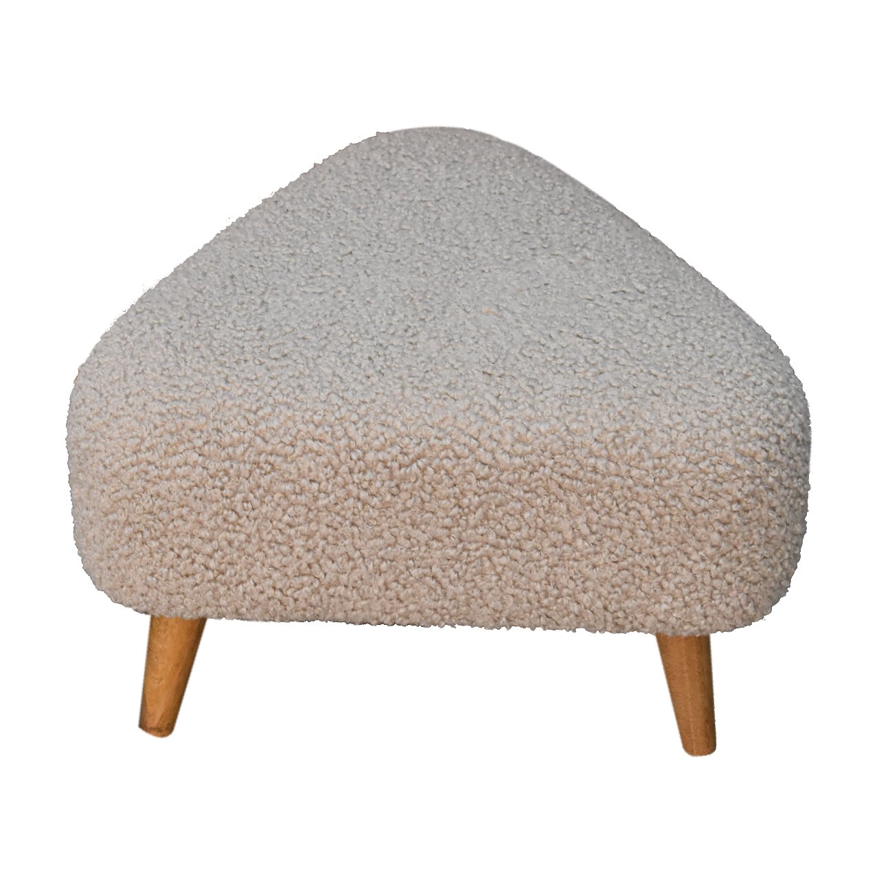 Solid Mango Wood Mud Boucle Triangle Footstool - Image 2