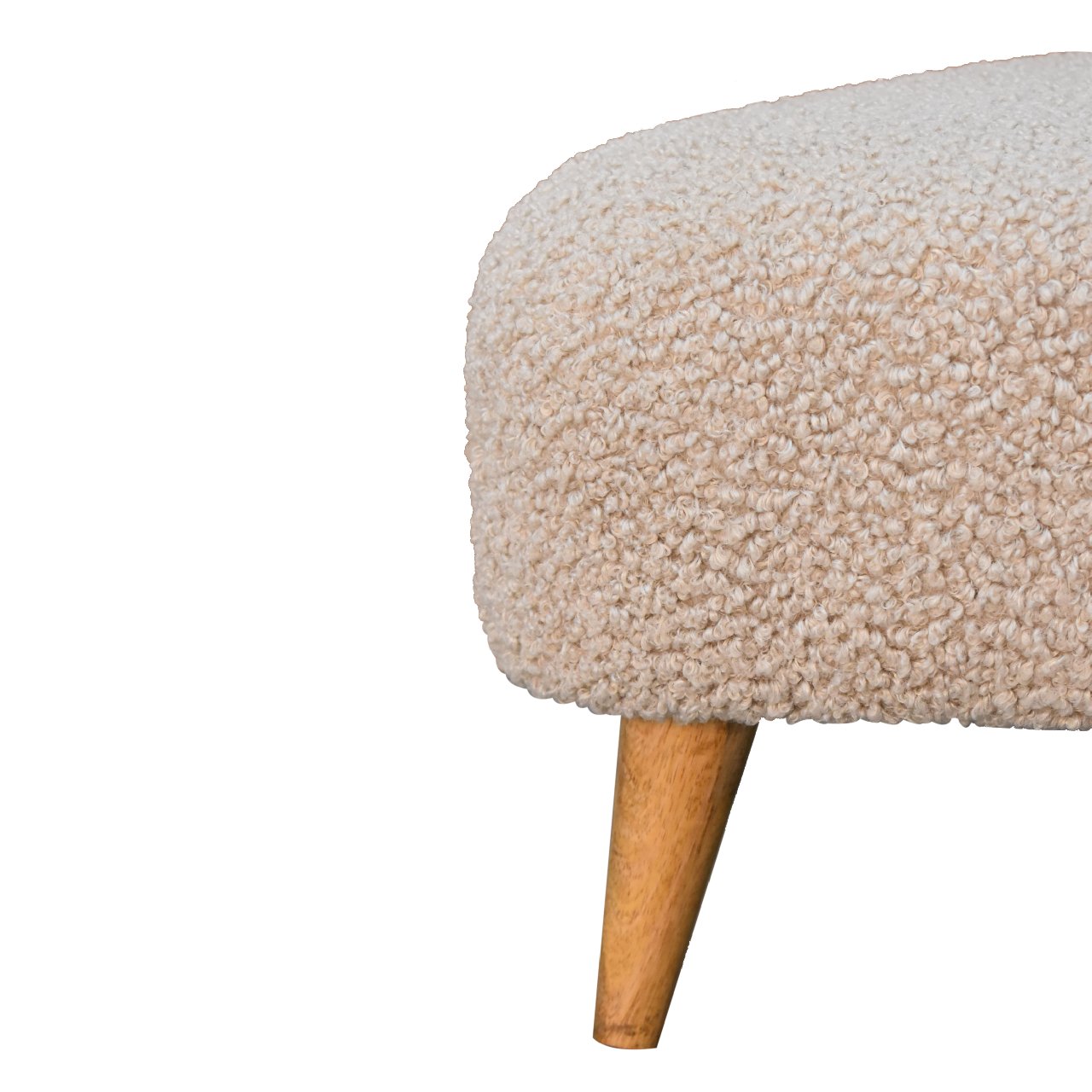 Solid Mango Wood Mud Boucle Triangle Footstool - Image 3