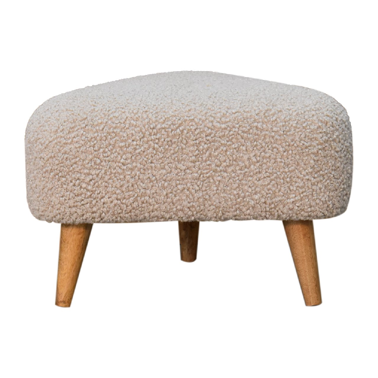 Solid Mango Wood Mud Boucle Triangle Footstool - Image 4