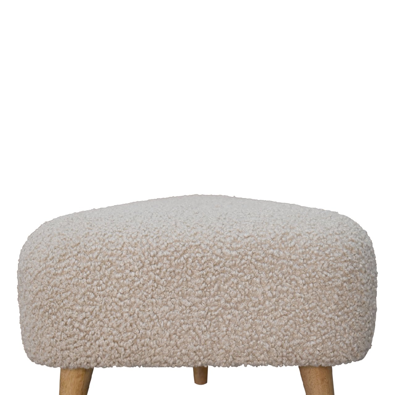 Solid Mango Wood Mud Boucle Triangle Footstool - Image 6