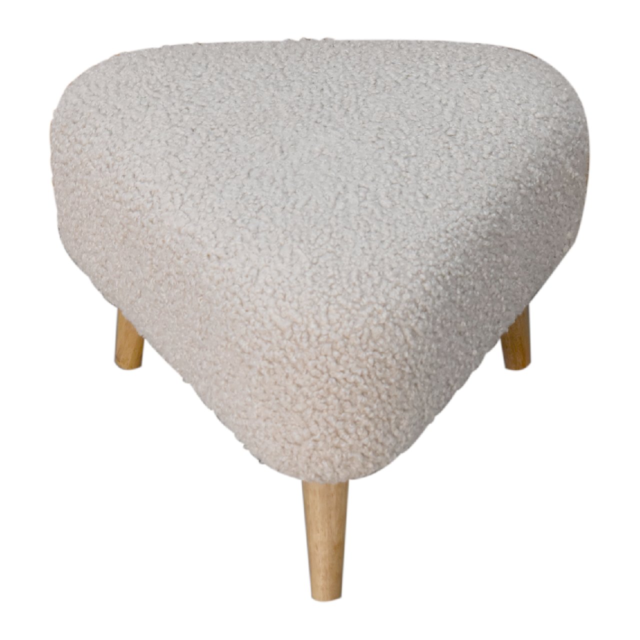Solid Mango Wood Mud Boucle Triangle Footstool - Image 8