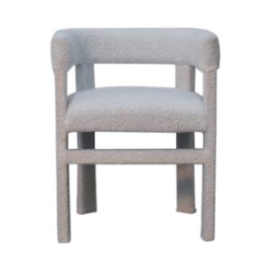 Solid Mango Wood White Boucle Occasional Chair