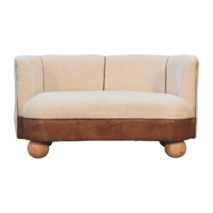 Solid Mango Wood Solid  Mango Wood Boucle Cream Buffalo Small Sofa