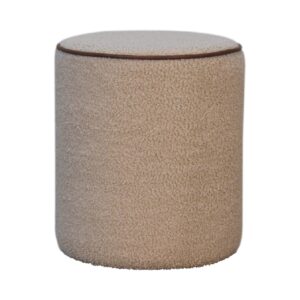 Solid Mango Wood Boucle Serenity Round Stool
