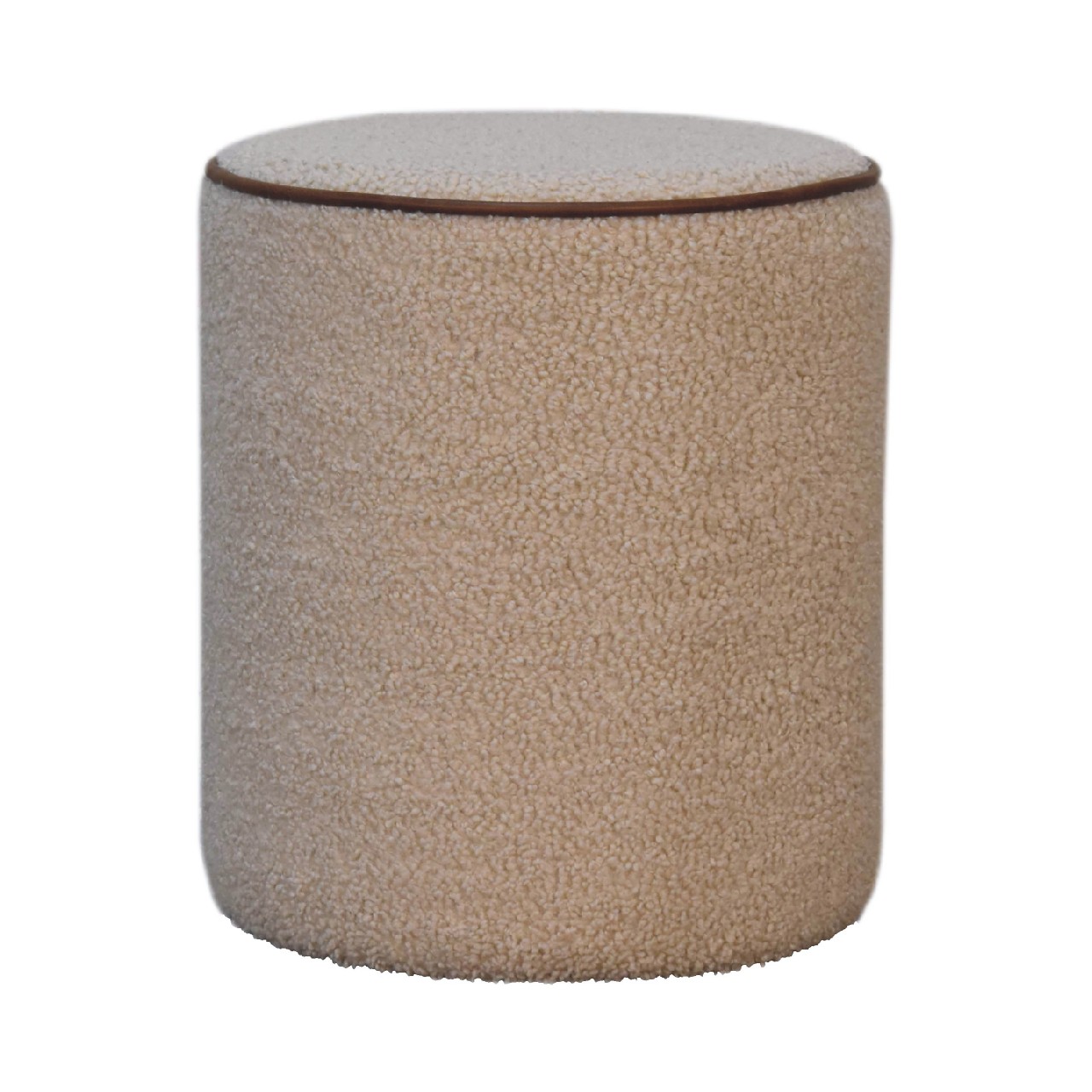 Solid Mango Wood Boucle Serenity Round Stool
