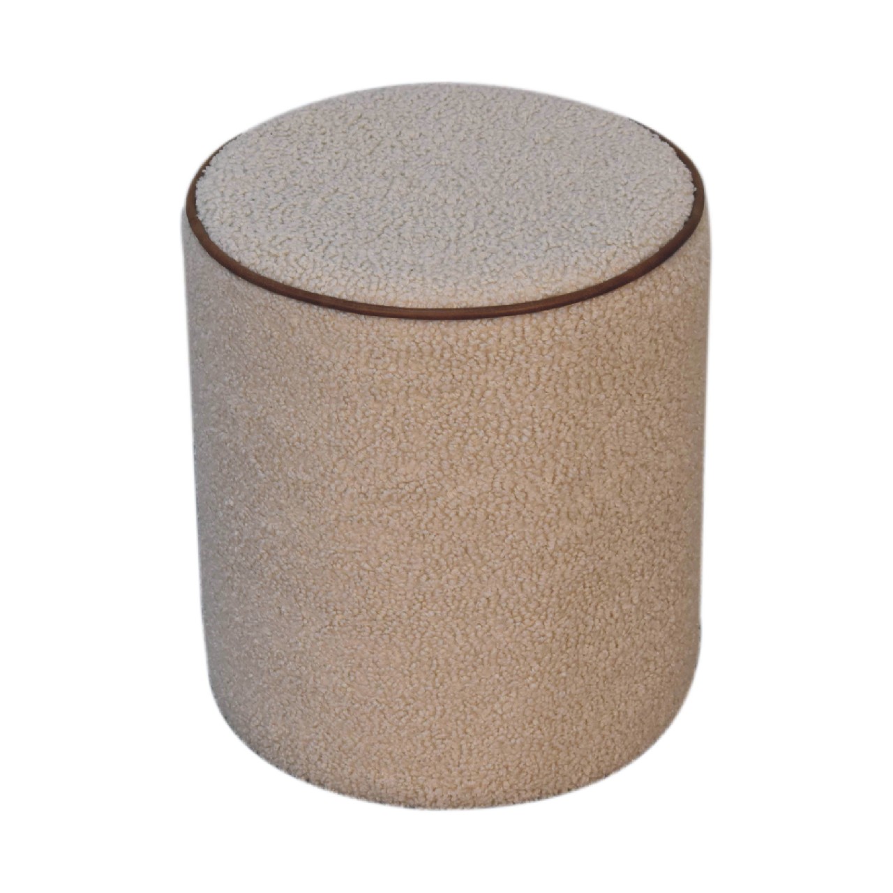 Solid Mango Wood Boucle Serenity Round Stool - Image 2