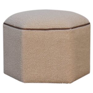 Solid Mango Wood Boucle Serenity Hexagonal Stool