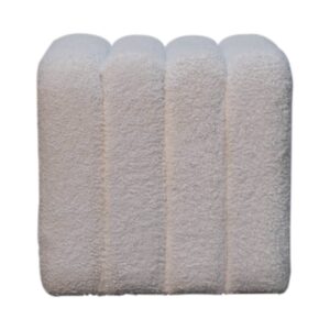 Solid Mango Wood White Boucle Wavy Stool