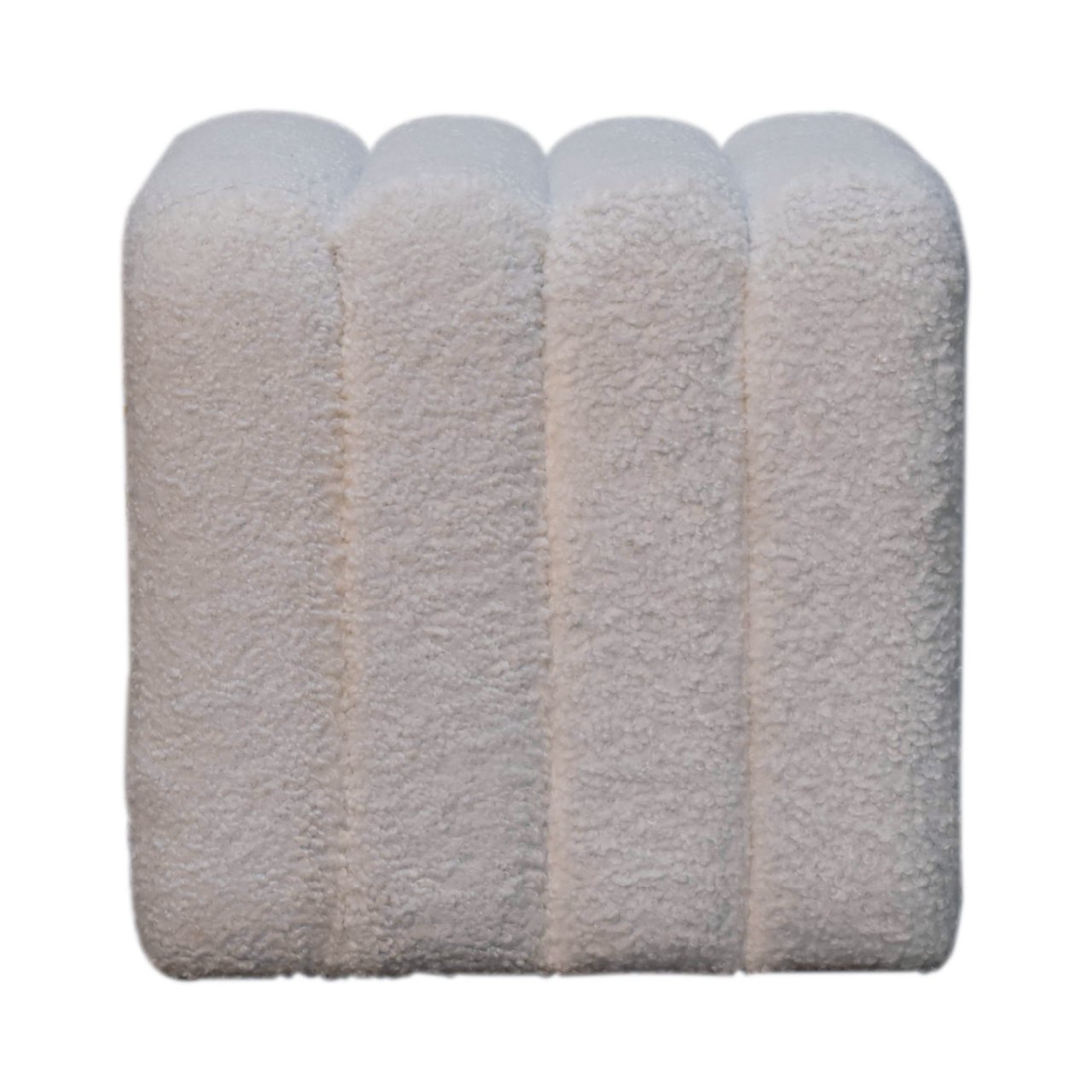 Solid Mango Wood White Boucle Wavy Stool