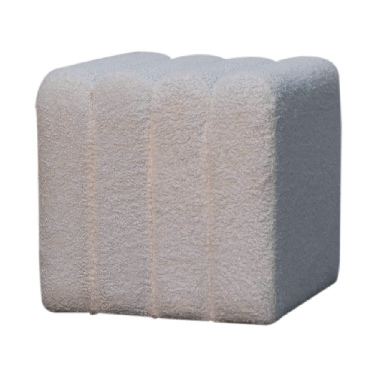 Solid Mango Wood White Boucle Wavy Stool - Image 3