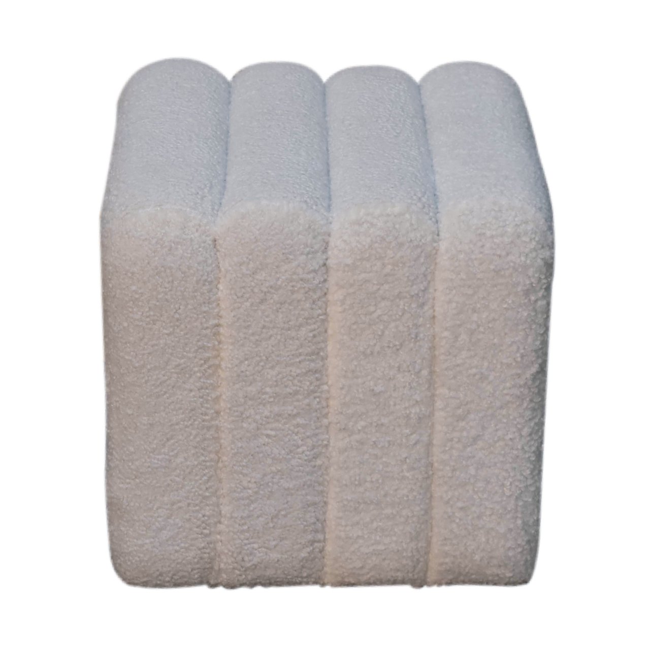 Solid Mango Wood White Boucle Wavy Stool - Image 4