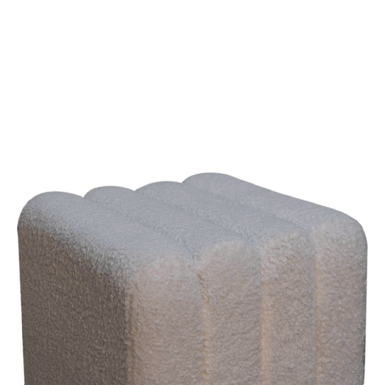 Solid Mango Wood White Boucle Wavy Stool - Image 5