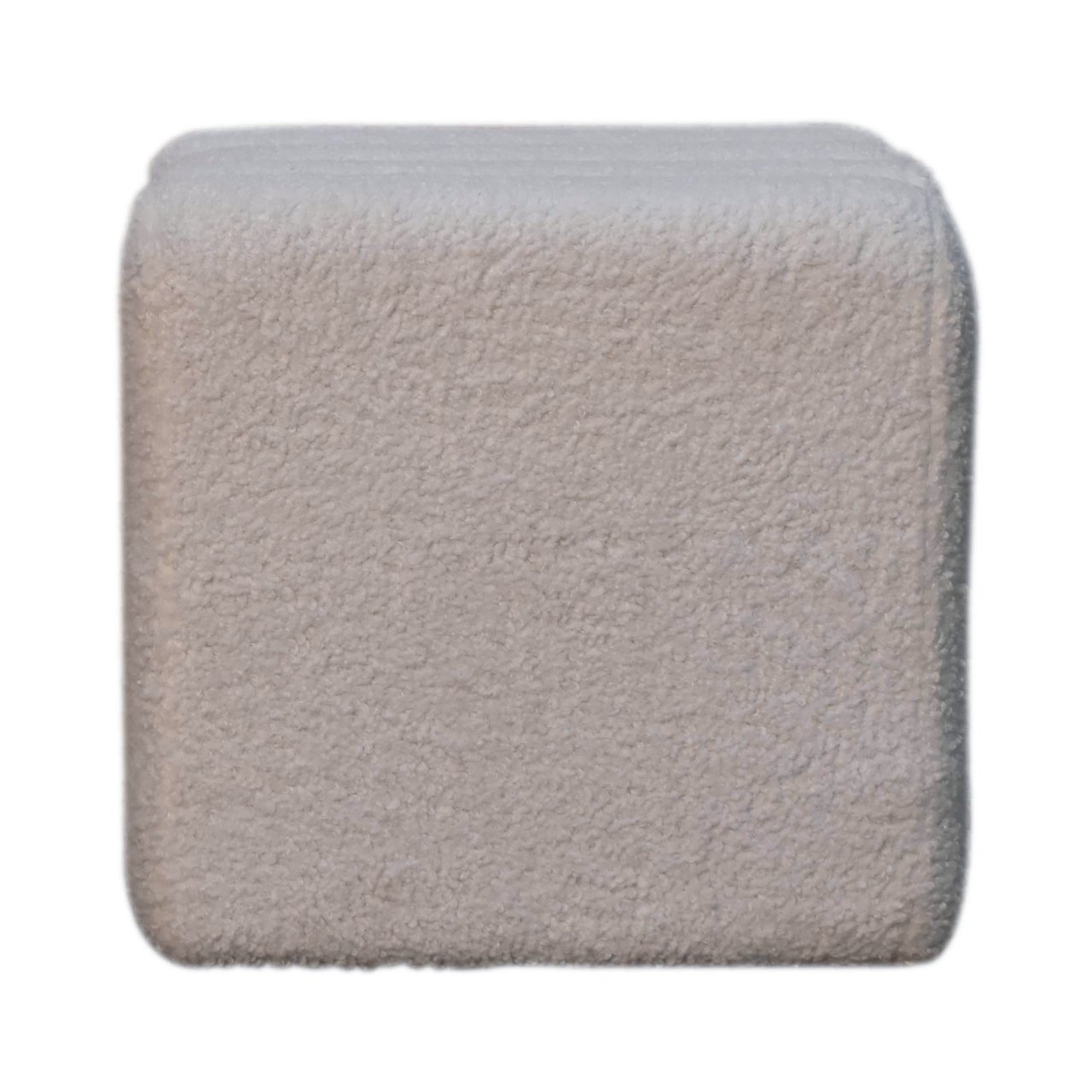 Solid Mango Wood White Boucle Wavy Stool - Image 8