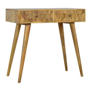Solid Mango Wood Mango Wood Pineapple Carved Front Scandinavian Console Table