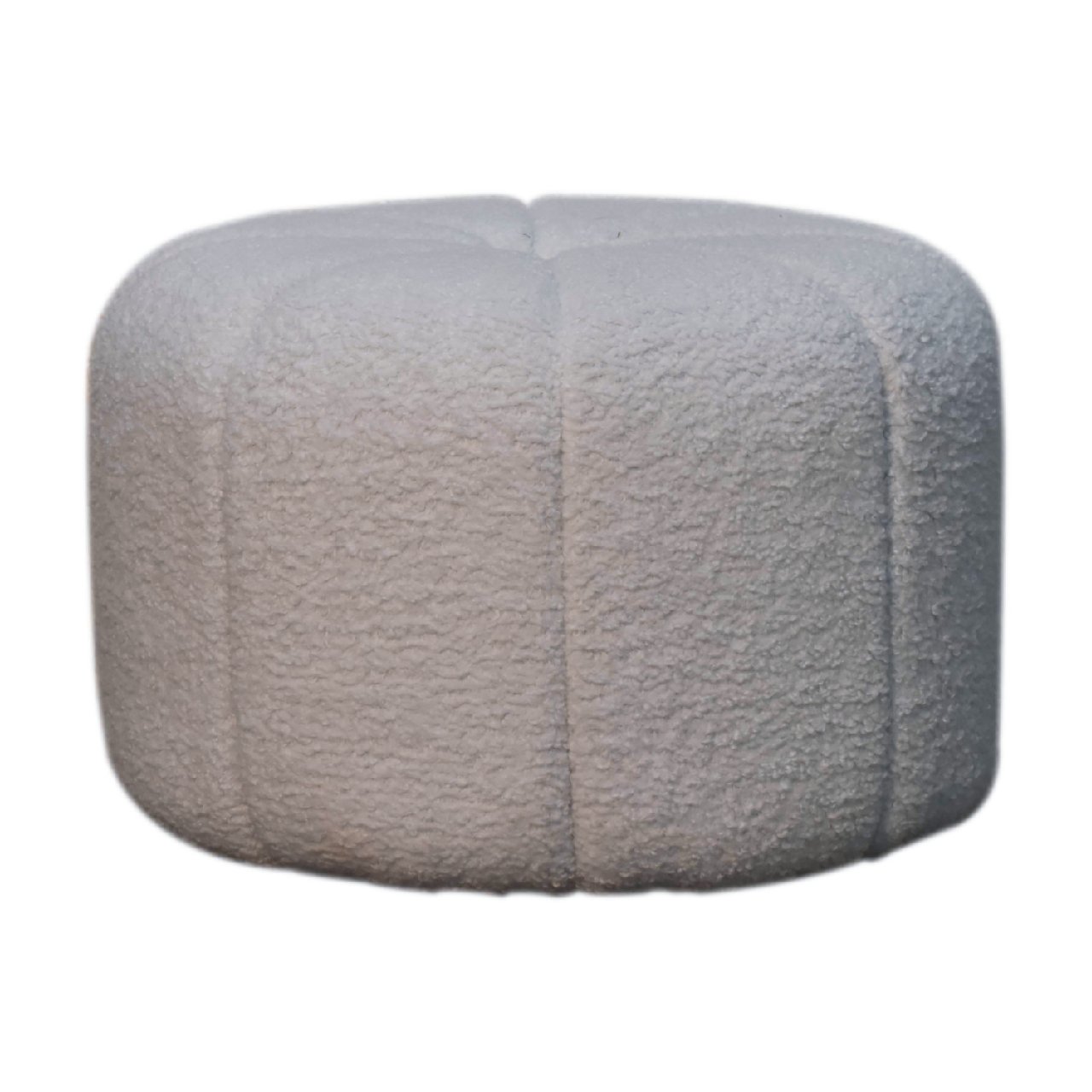 Solid Mango Wood White Boucle Circle Stool