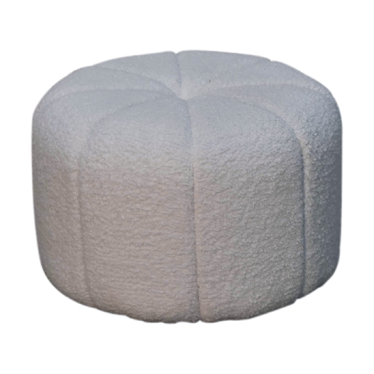 Solid Mango Wood White Boucle Circle Stool - Image 2