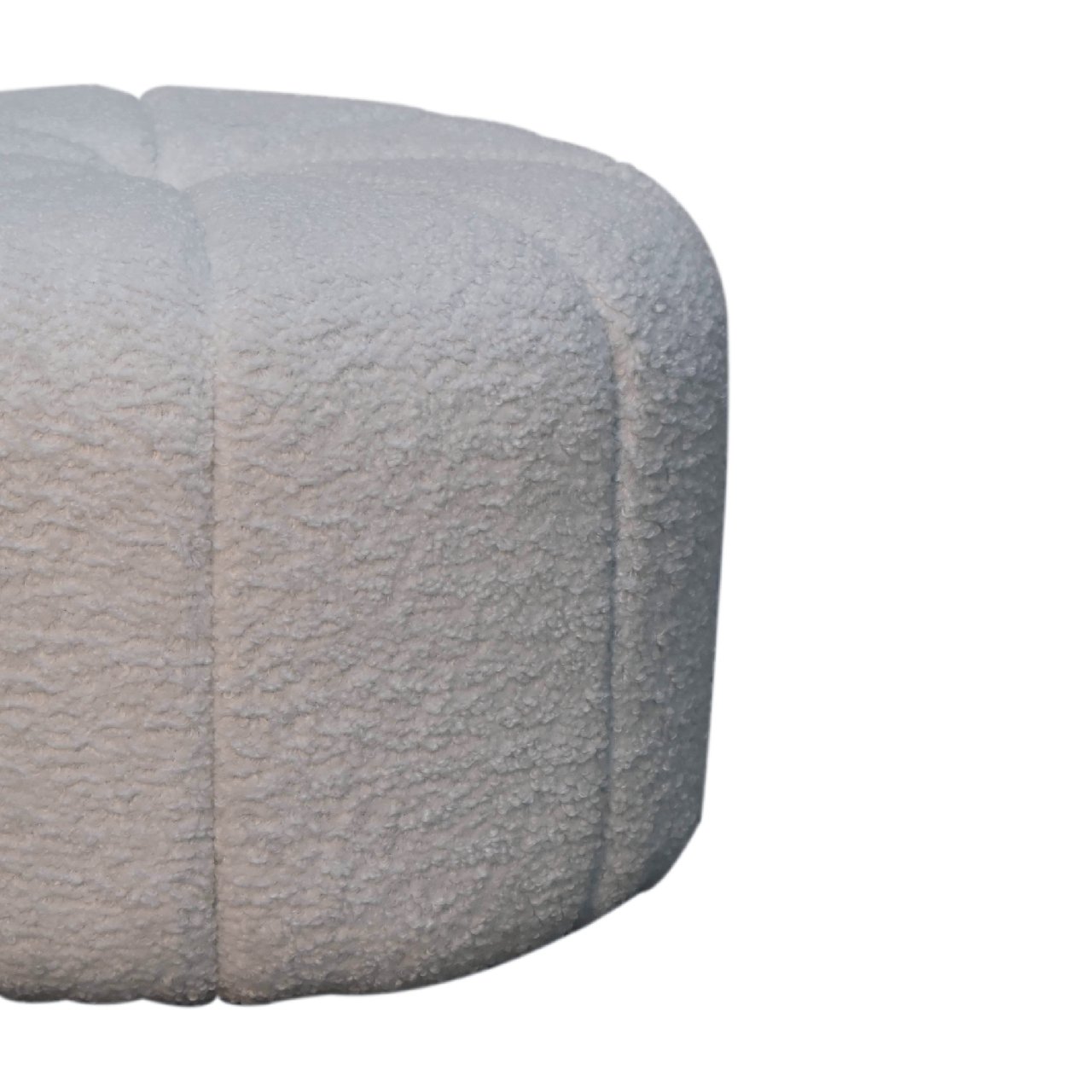 Solid Mango Wood White Boucle Circle Stool - Image 3