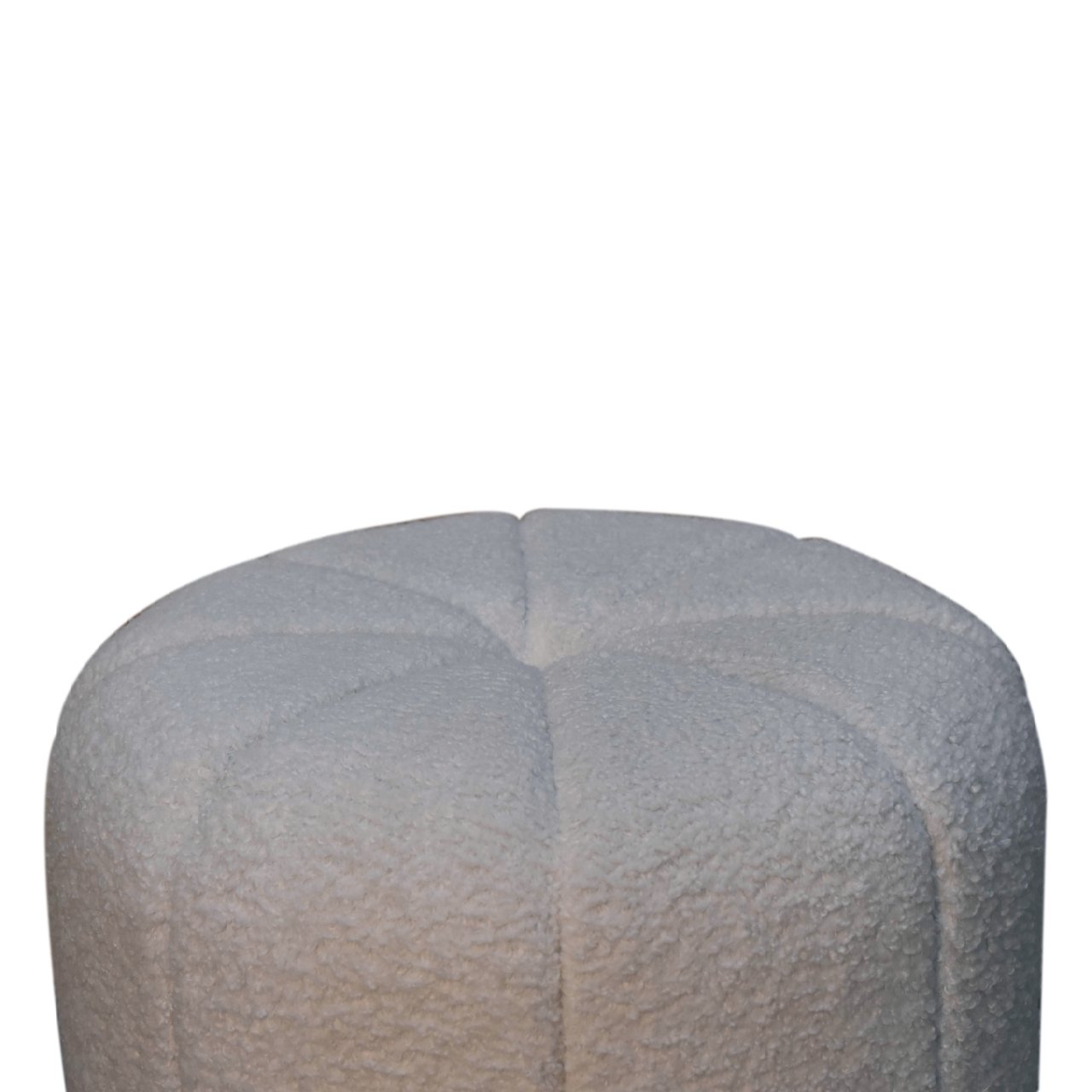 Solid Mango Wood White Boucle Circle Stool - Image 4