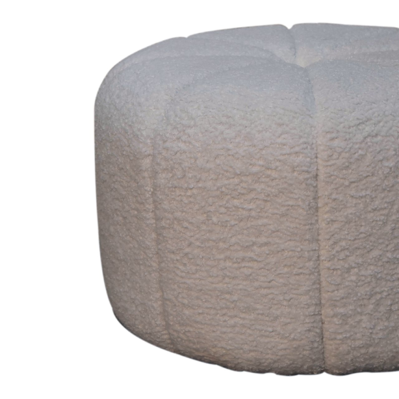 Solid Mango Wood White Boucle Circle Stool - Image 5