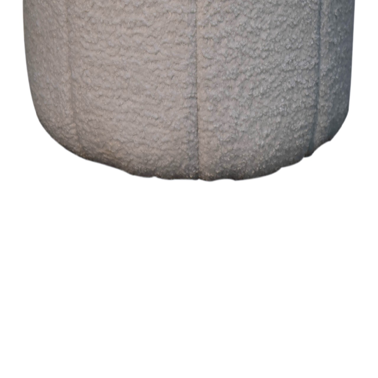 Solid Mango Wood White Boucle Circle Stool - Image 6