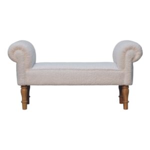 Solid Mango Wood Solid Mango Wood Mango Wood White Boucle Bench