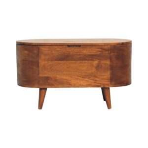 Solid Mango Wood Solid Chestnut Finished Mango Wood Lid Up Ottoman/Blanket Box