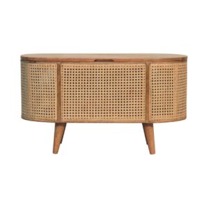 Solid Mango Wood Solid Mango Wood Mango Wood Round Lid Up Larissa Ottoman/Blanket Box