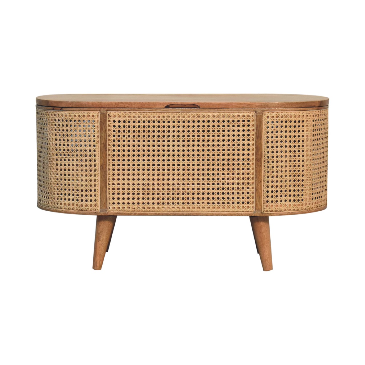 Solid Mango Wood Solid Mango Wood Mango Wood Round Lid Up Larissa Ottoman/Blanket Box