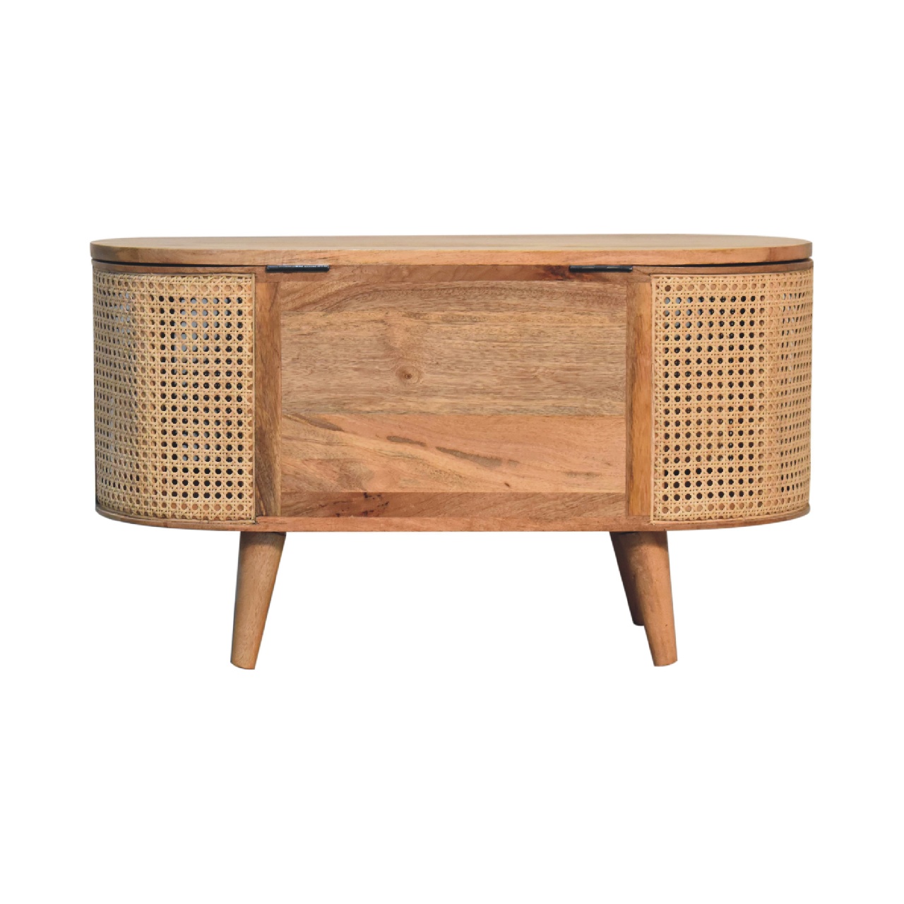 Solid Mango Wood Solid Mango Wood Mango Wood Round Lid Up Larissa Ottoman/Blanket Box - Image 10