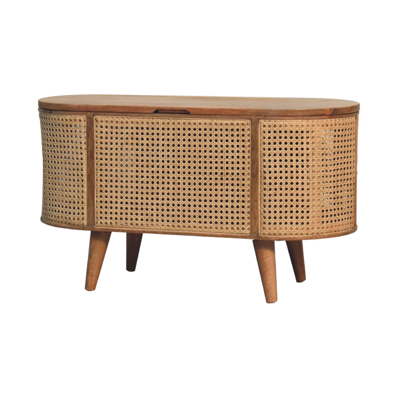 Solid Mango Wood Solid Mango Wood Mango Wood Round Lid Up Larissa Ottoman/Blanket Box - Image 2