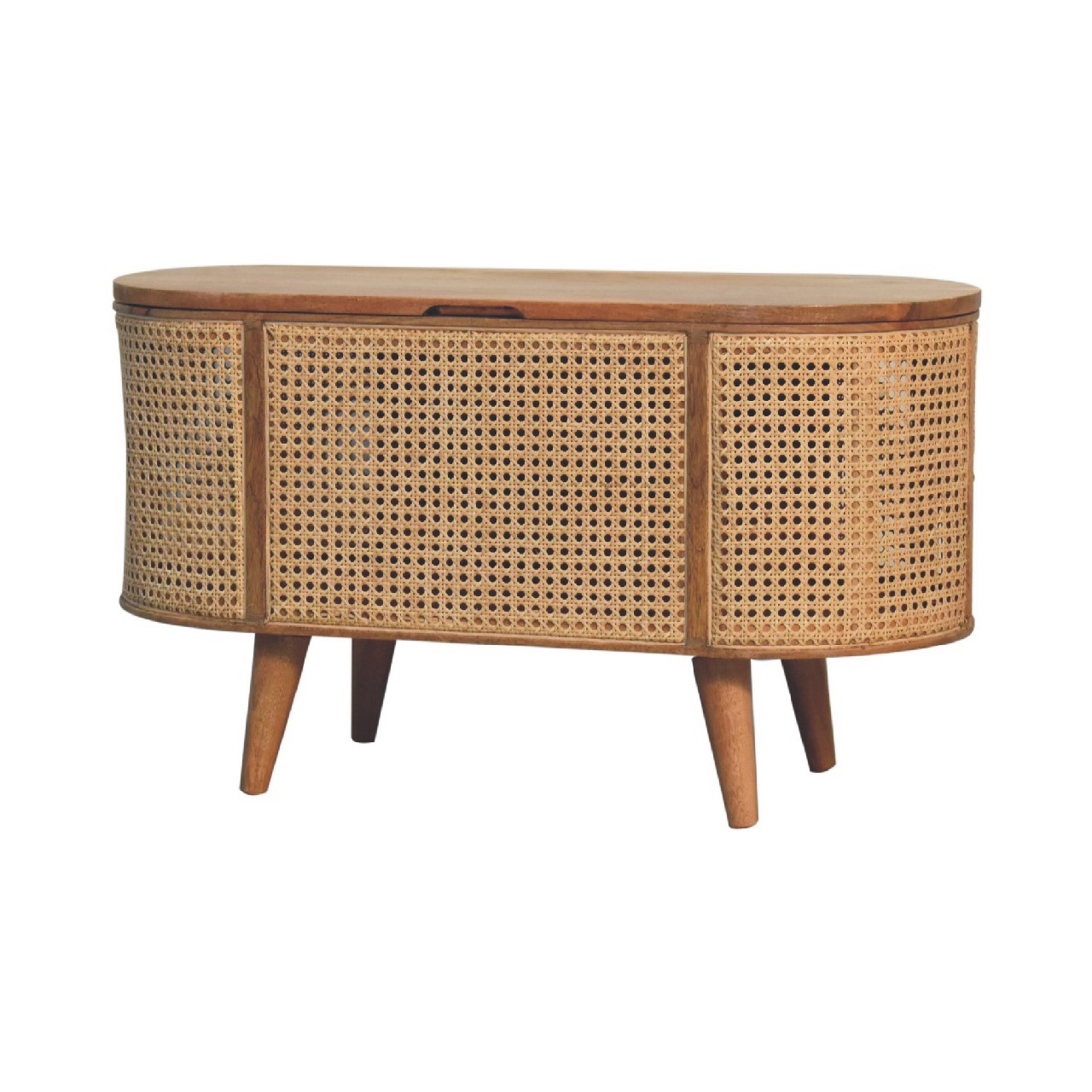 Solid Mango Wood Solid Mango Wood Mango Wood Round Lid Up Larissa Ottoman/Blanket Box - Image 3
