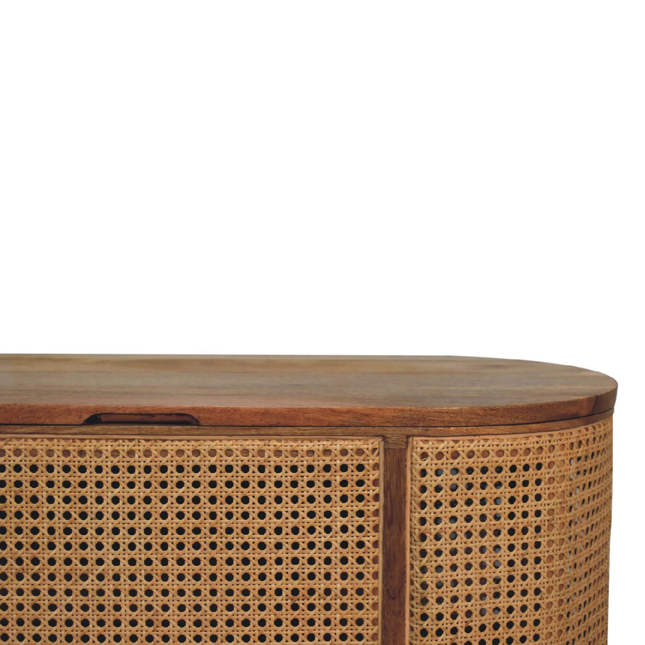 Solid Mango Wood Solid Mango Wood Mango Wood Round Lid Up Larissa Ottoman/Blanket Box - Image 4