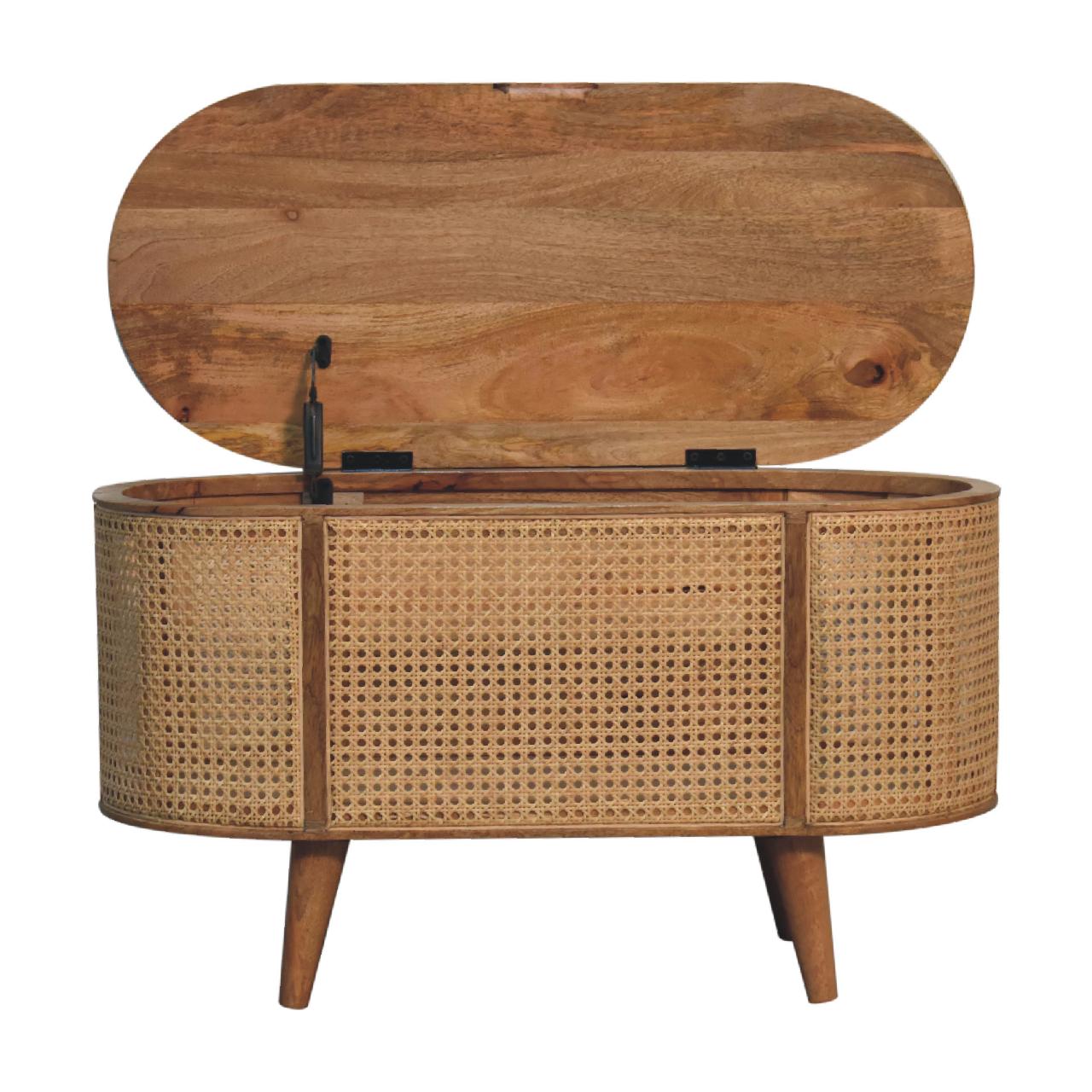 Solid Mango Wood Solid Mango Wood Mango Wood Round Lid Up Larissa Ottoman/Blanket Box - Image 6