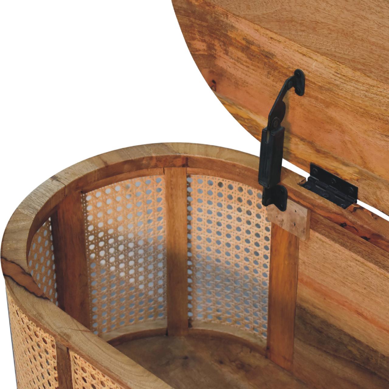 Solid Mango Wood Solid Mango Wood Mango Wood Round Lid Up Larissa Ottoman/Blanket Box - Image 7