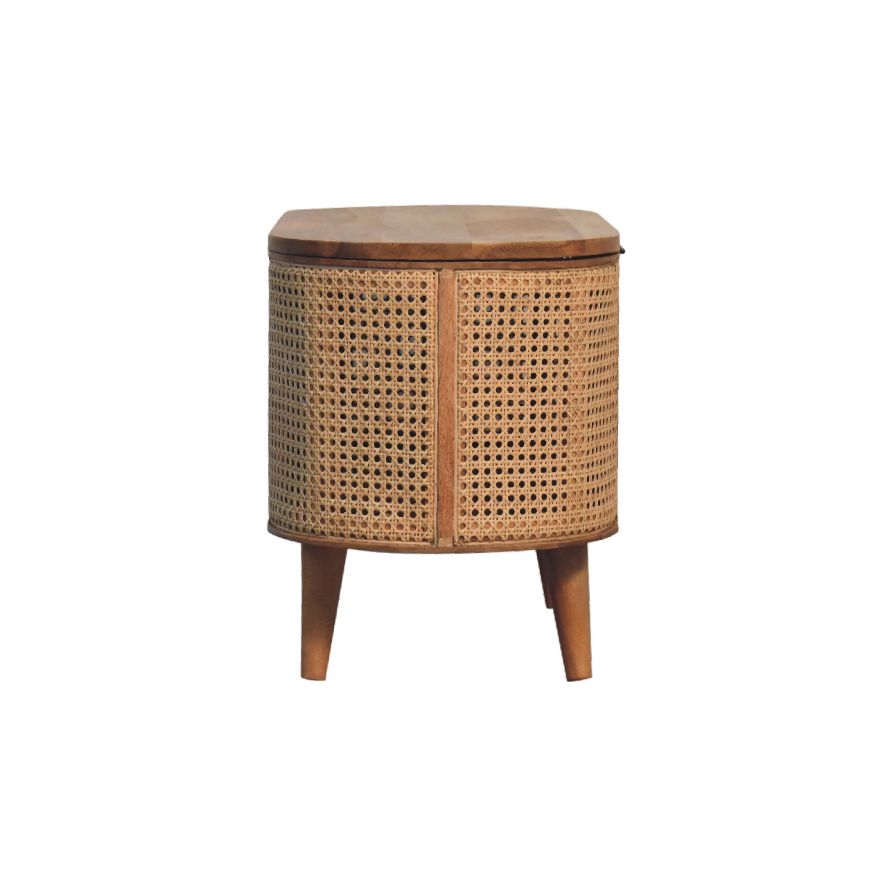Solid Mango Wood Solid Mango Wood Mango Wood Round Lid Up Larissa Ottoman/Blanket Box - Image 9